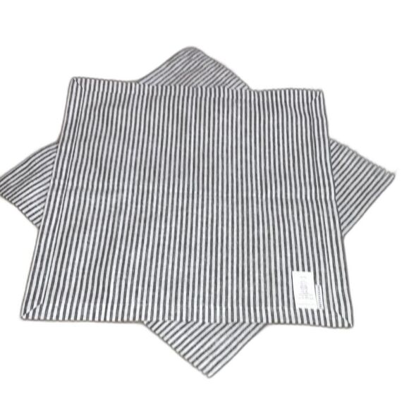 POTTERY BARN Wheaton 2 Striped Linen Cotton Napkins Gray White 20 x 20 inches - Picture 7 of 8